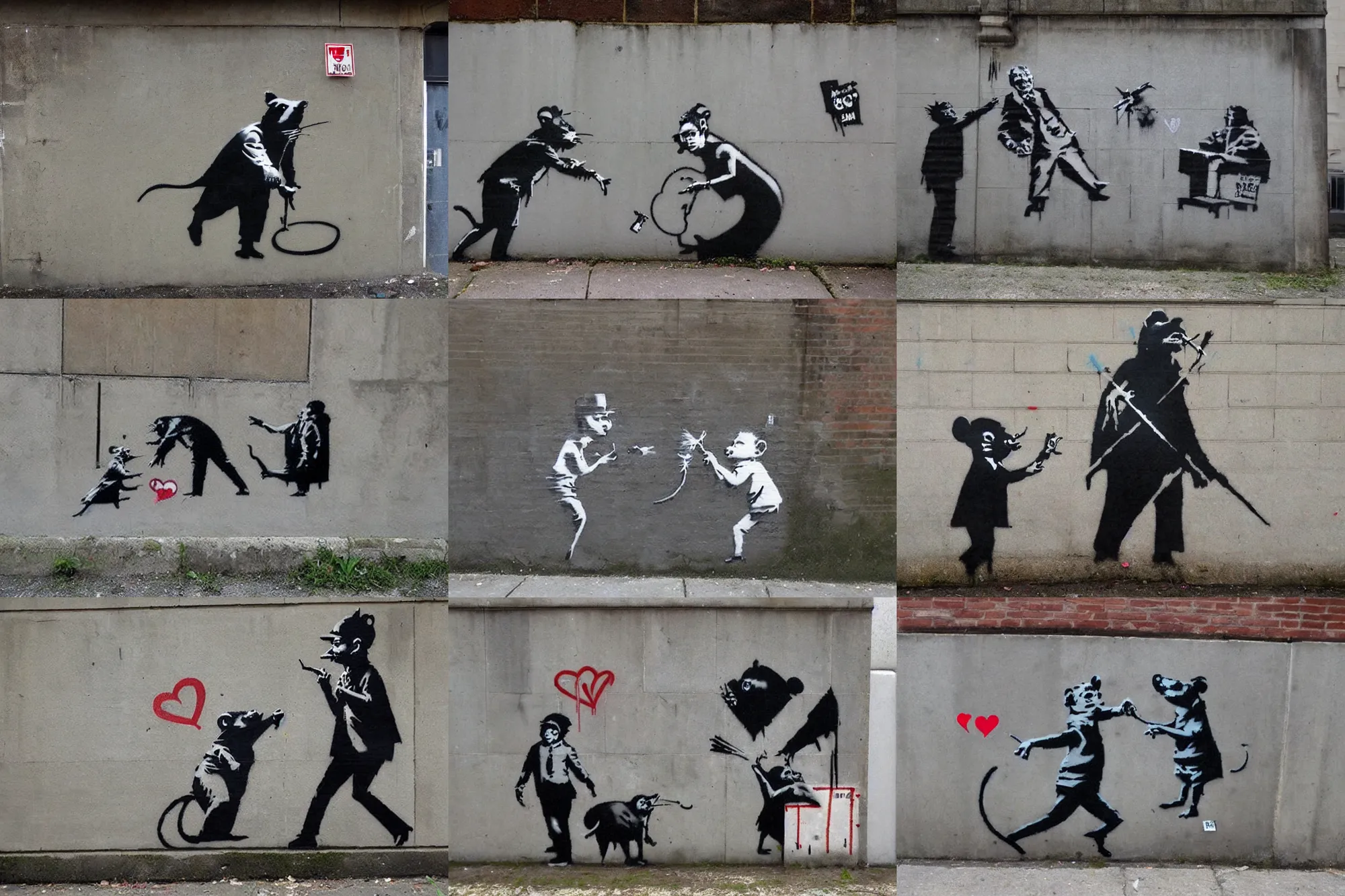 Prompt: banksy graffiti, greedy banksters as rats