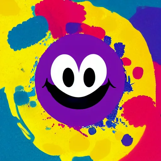 Image similar to logo of a paint splash on a smiley face