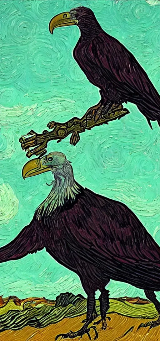 Prompt: vulture in the style of Vincent Van Gogh