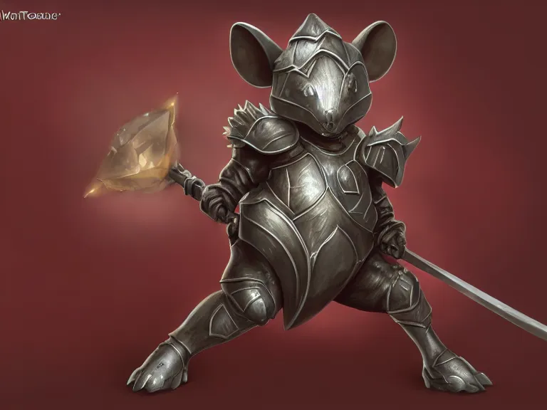 Prompt: warrior mouse with armor and floating crystal of power, trending on Artstation, Pose Study, ultra detailed, award winning