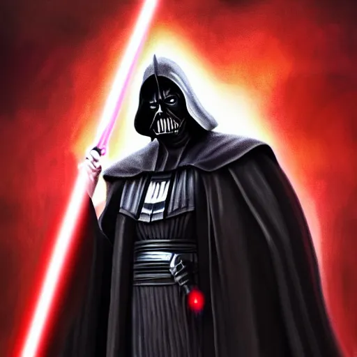 Image similar to digital painting of a dark lord of the sith, very realistic