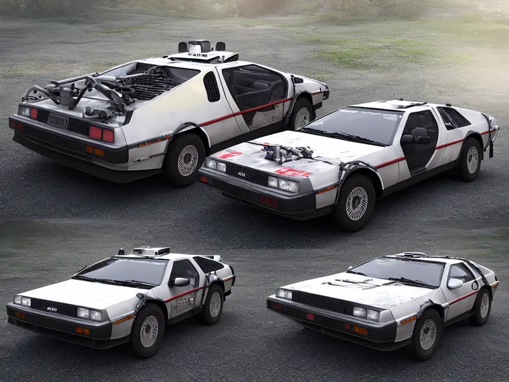 Image similar to “Delorean Rally Car, ultra realistic, 8k”