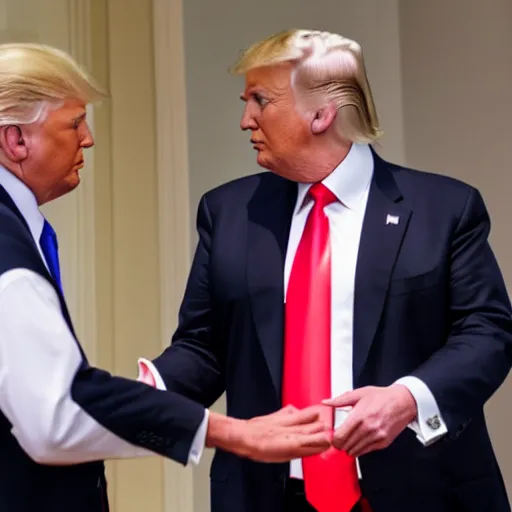 Prompt: donald trump and pete buttiegieg shaking hands