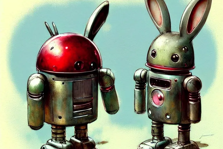 Image similar to adventurer ( ( ( ( ( 1 9 5 0 s retro future robot android rabbit. muted colors. ) ) ) ) ) by jean baptiste monge!!!!!!!!!!!!!!!!!!!!!!!!! chrome red