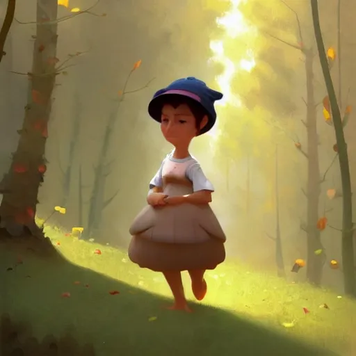 Prompt: goro fujita ilustration a cheerful girl collecting mushrooms in the forest, characterized by william - adolphe bouguereau, character art, sharp focus, highly detailed, artstation