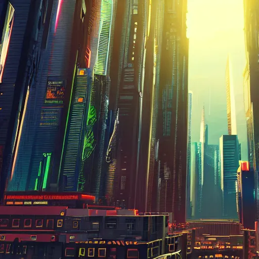 Prompt: cyberpunk city seen from eye level