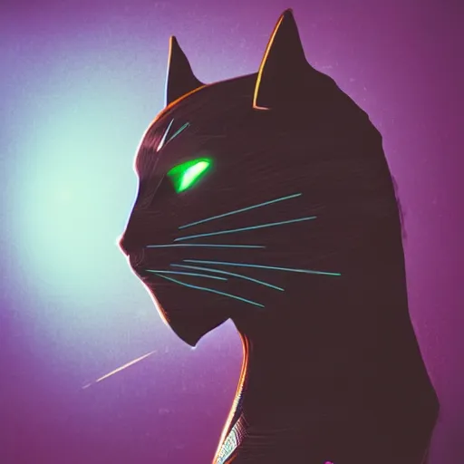 Image similar to side view of cyberpunk cat in suit