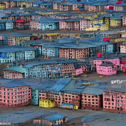 Image similar to flying houses - shaped city street norilsk on moon, city, telephoto, street