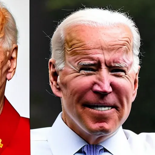 Image similar to joe biden having the same haircut as kim jong un