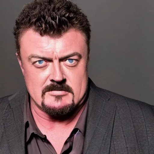 Prompt: robb wells. red, bloodshot eyes. pointing at the camera, shouting mean words, angry, red faced