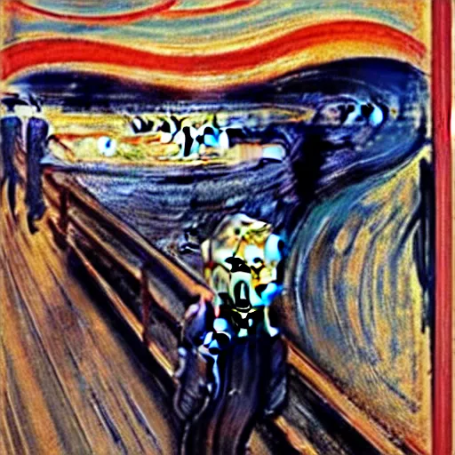 Image similar to a corrupted version of the scream by edvard munch