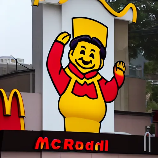 Image similar to xi jinping depicted as mcdonalds employee