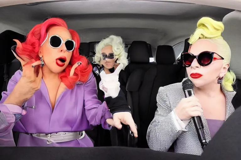 Image similar to lady gaga and judy garland carpool karaoke