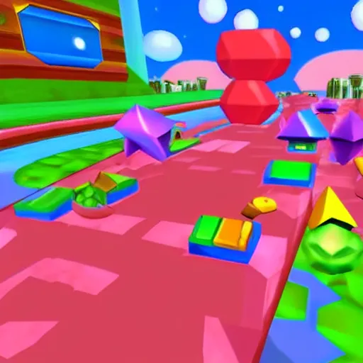 Prompt: the first level of Kirby 64: The Crystal Shards Nintendo 64 game