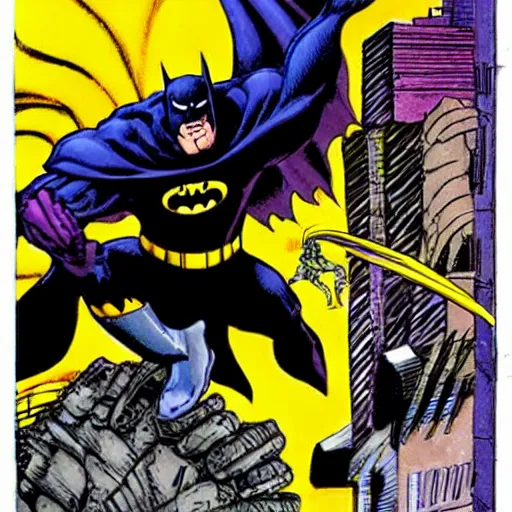 Image similar to the maxx in a batman suit in the style of simon bisley