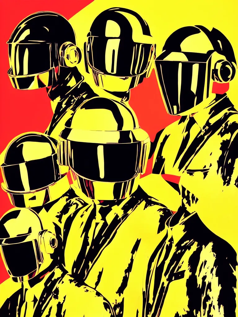 Image similar to Daft Punk abstract minimal art, inspired by Andy Warhol