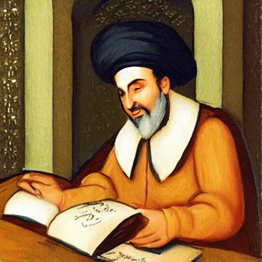 Image similar to maimonides writing by candlelight, in the style of a veggie tales cartoon