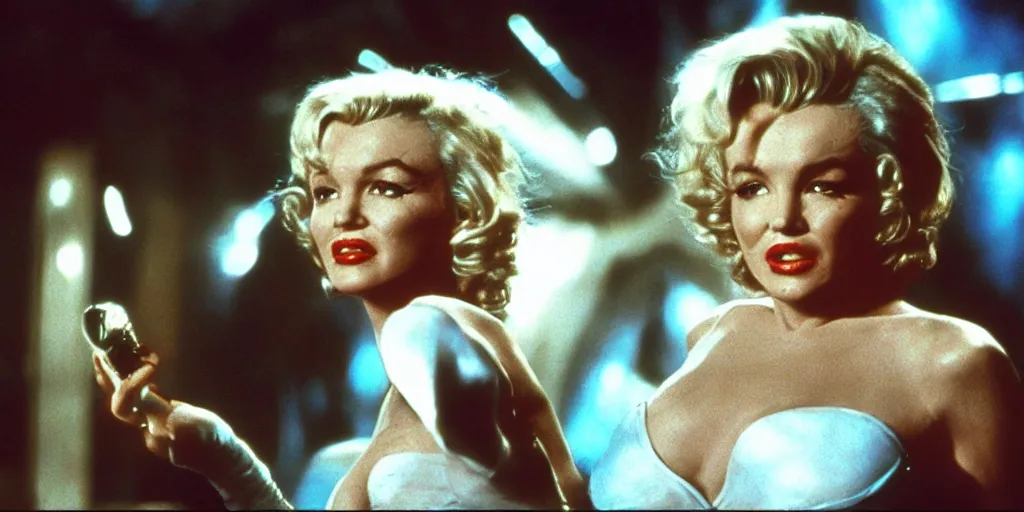 Image similar to “A film still of Marlyn Monroe in The Fifth Element (1997), directed by Luc Besson” 4k