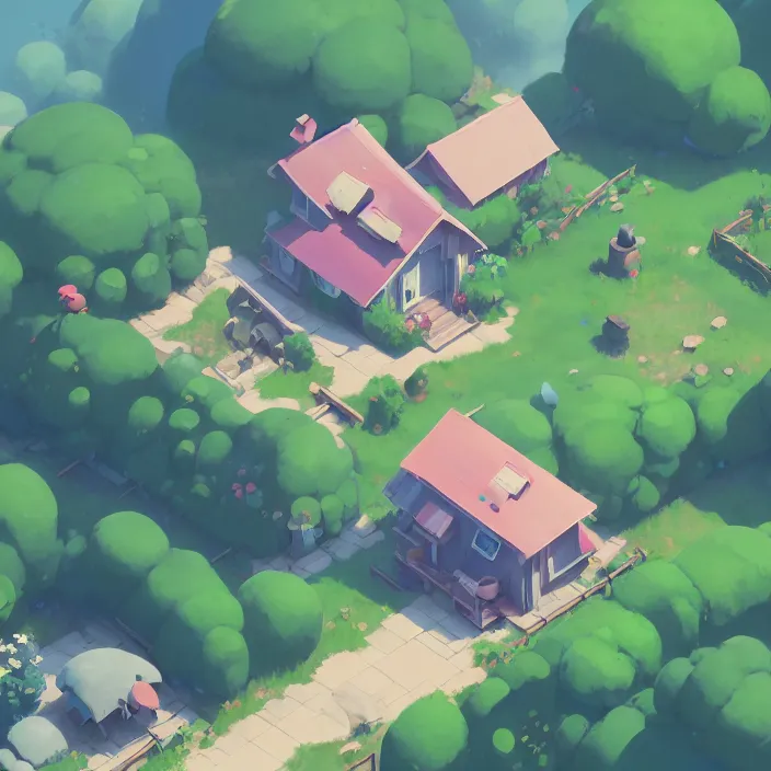 Prompt: isometric view of a game asset, a lovely cottage, plain background, cory loftis, james gilleard, atey ghailan, makoto shinkai, goro fujita, studio ghibli, exquisite lighting, clear focus, very coherent, soft painting
