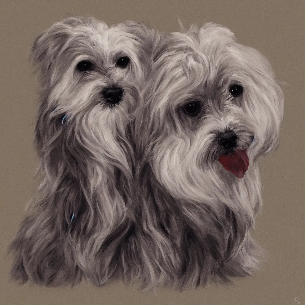 Image similar to a maltese terrier, concept art by yulia zhuchkova, lord raven art print,