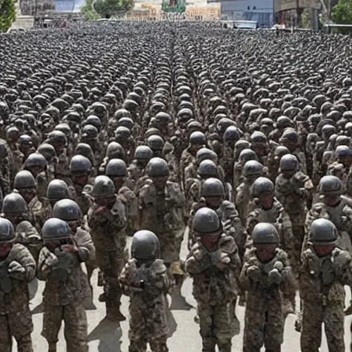 Prompt: Army of babies armed with m16 rifles overthrowing the government