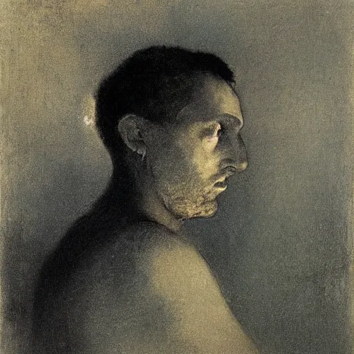 Image similar to A portrait of @hypnos_onc, by Odilon Redon