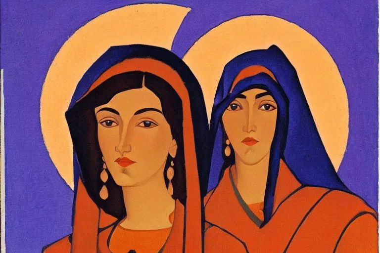 Image similar to woman portrait artwork by nicholas roerich