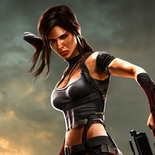 Prompt: Lara croft as spiderwoman, intricate, highly detailed, smooth, sharp focus, illustration, Unreal Engine 5, 8K,