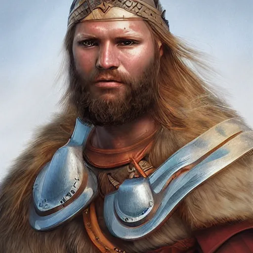 Image similar to portrait of a viking warrior, digital art, character art, by magali villeneuve