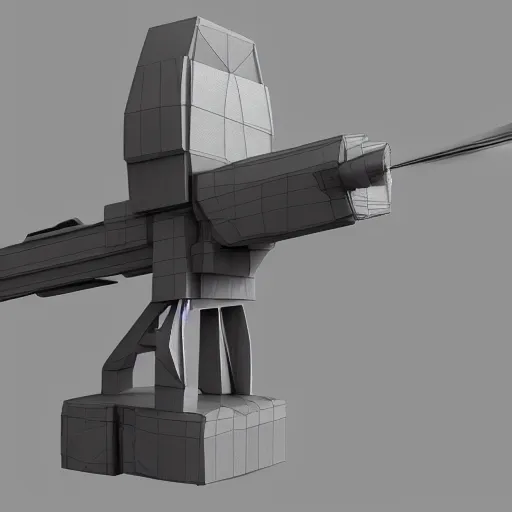 Prompt: a laser sentry gun, 3 d render, low poly