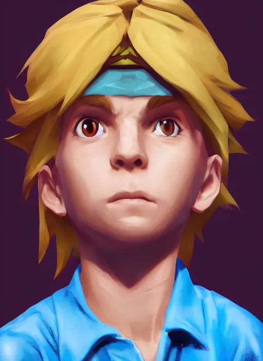 Image similar to An epic fantasy comic book style portrait painting of a young blonde boy thief in the style of pokemon, unreal 5, DAZ, hyperrealistic, octane render, cosplay, RPG portrait, dynamic lighting