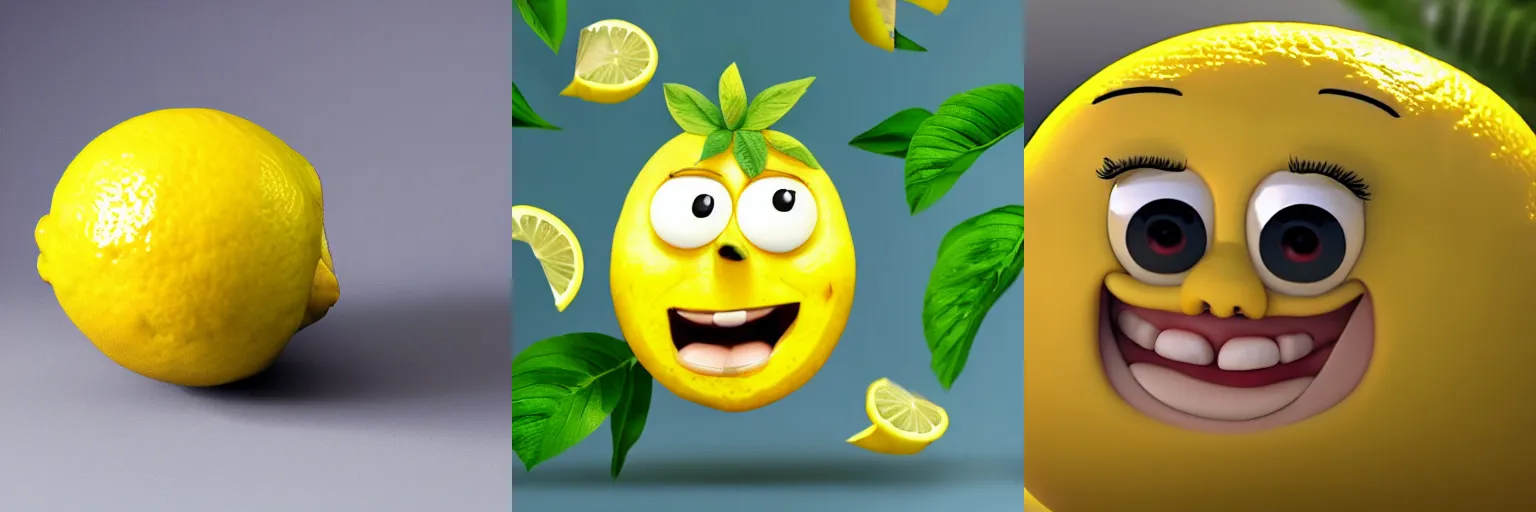 Prompt: a happy lemon, hd, funny