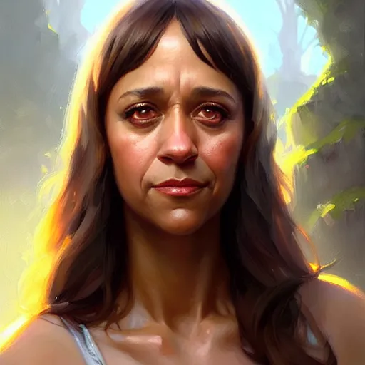 Image similar to a fantasy style portrait painting of rashida jones hybrid in the oil painting unreal 5 daz. rpg portrait, extremely detailed artgerm greg rutkowski vladimir volegov