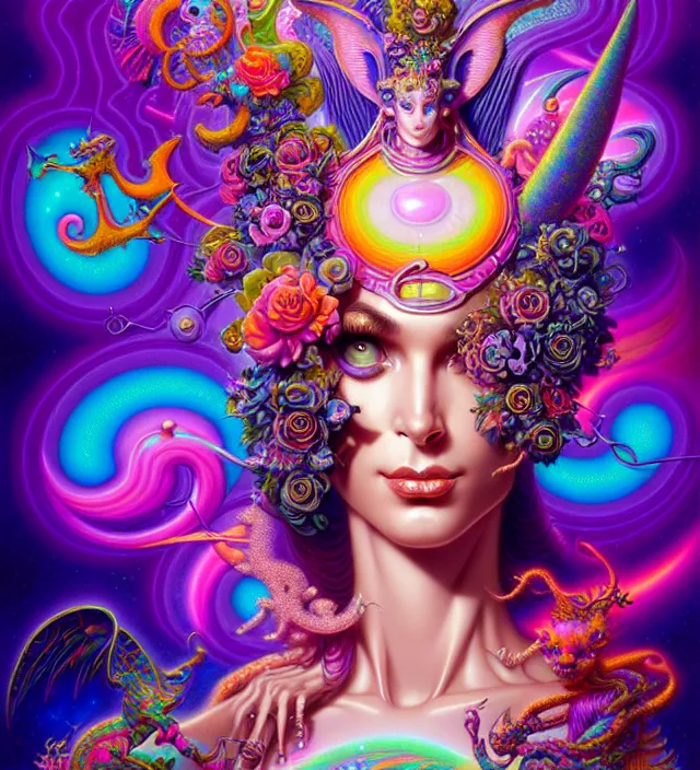 Prompt: lisa frank pattern fantasy character portrait of the ultimate, nameless, all encompassing void, ultra realistic, wide angle, intricate details, blade runner artifacts, highly detailed by peter mohrbacher, wayne barlowe, boris vallejo, hajime sorayama aaron horkey, gaston bussiere, craig mullins