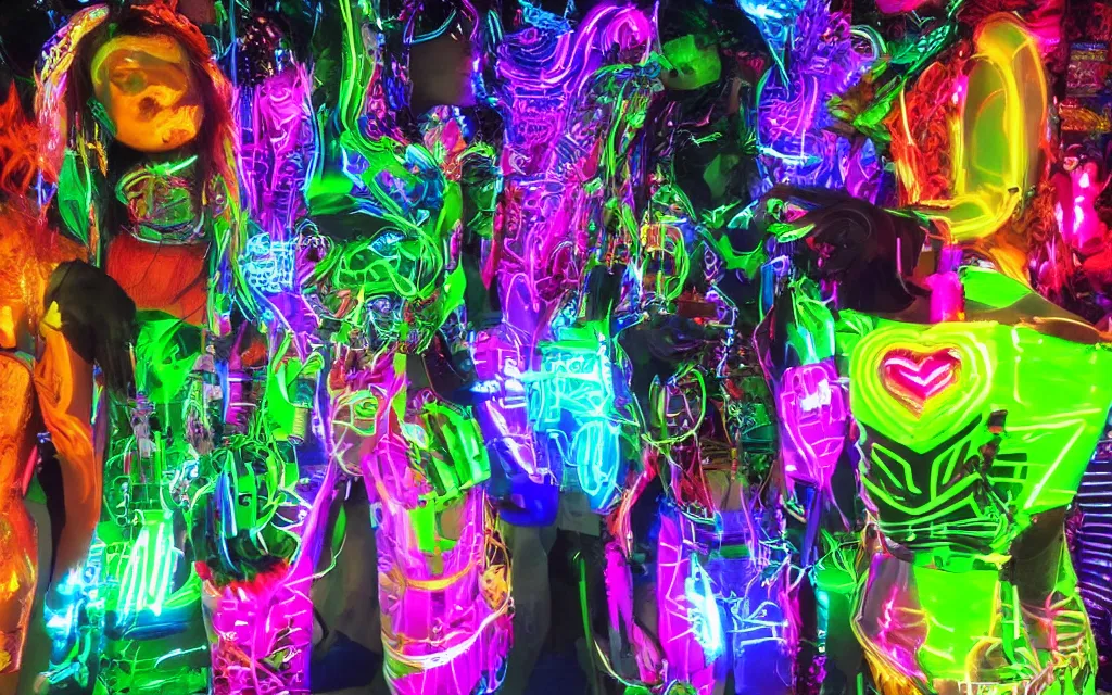 Image similar to love, diverse neon cybersuits, from behind, wide wide angle, vivid, elaborate, highly detailed, beautiful lighting