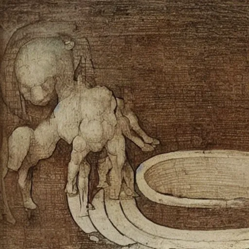 Image similar to leonardo da vinci's sketches for his new invention, the hot tub