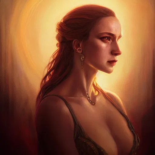 Image similar to majestic gracious regal seductive hekate portrait, ancient greece, atmospheric lighting, painted, menacing, intricate, volumetric lighting, beautiful, rich deep colours masterpiece, golden hour, sharp focus, ultra detailed, by leesha hannigan, ross tran, thierry doizon, kai carpenter, ignacio fernandez rios
