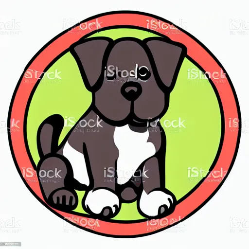 Image similar to cute puppy as an svg sticker, 2 d, flat, vector art