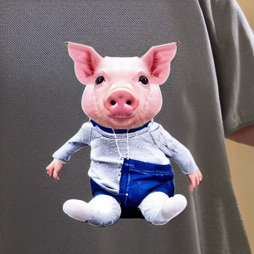 Prompt: cute mini pig wearing inmate clothes
