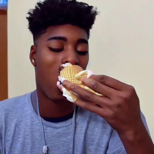 Prompt: YoungBoy never broke again eating ice cream 4K quality super realistic