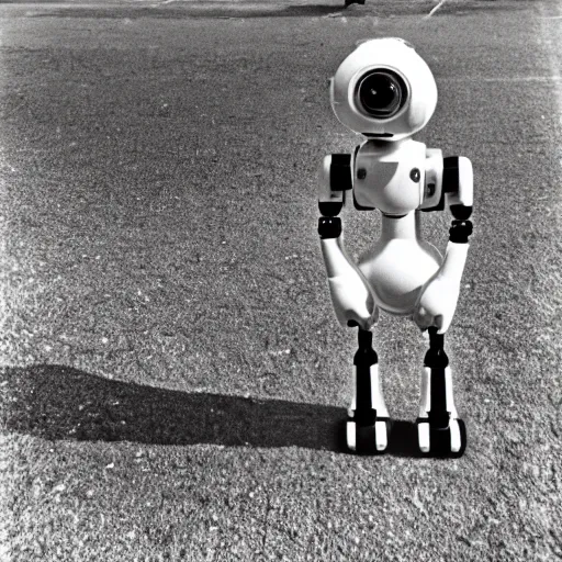 Prompt: wide angle shot robot by Diane Arbus