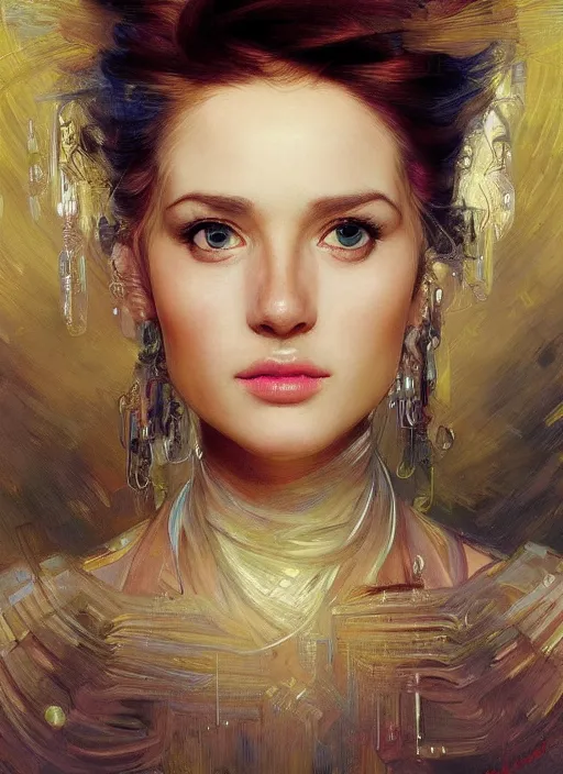 Image similar to a highly detailed photo of very intricate female face portrait, futurism, rococo cyber neon lighting, detailed futuristic fibonacci jewelry, profile posing, hyper photorealistic, trending in pinterest, cinematic, 4 k ultra hd, by denis villeneuve tom anders zorn hans dragan bibin thoma greg rutkowski ismail inceoglu illustrated sand storm alphonse mucha