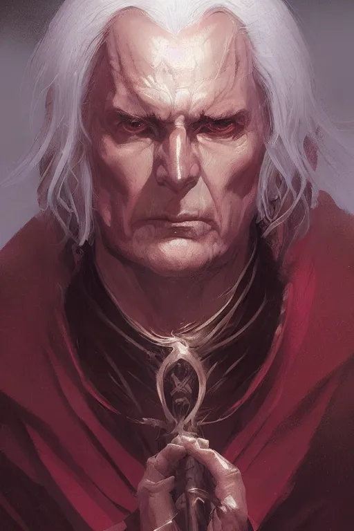 Prompt: An awesome portrait painting Raistlin Majere by Greg Rutkowski, Wizards of the Coast, Magic The Gathering, Craig Mullins, trending on Artstation.