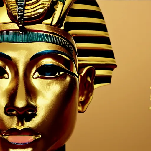 Image similar to Tutankhamun in Gucci attire, cinematic view, 4K HD