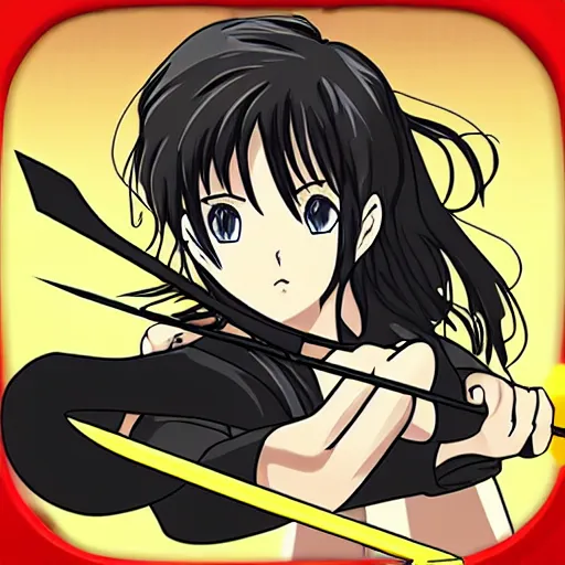 Image similar to woman with a bow and arrow anime