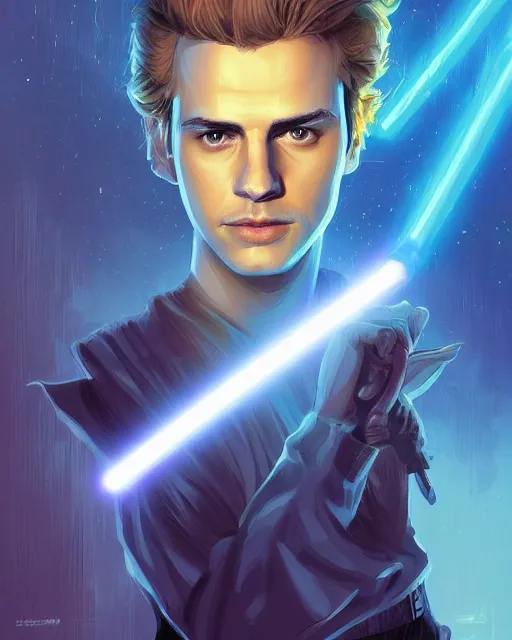 Image similar to anakin skywalker ( hayden christensen ) star wars, digital painting bioluminance alena aenami artworks in 4 k design by lois van baarle by sung choi by john kirby artgerm style pascal blanche and magali villeneuve