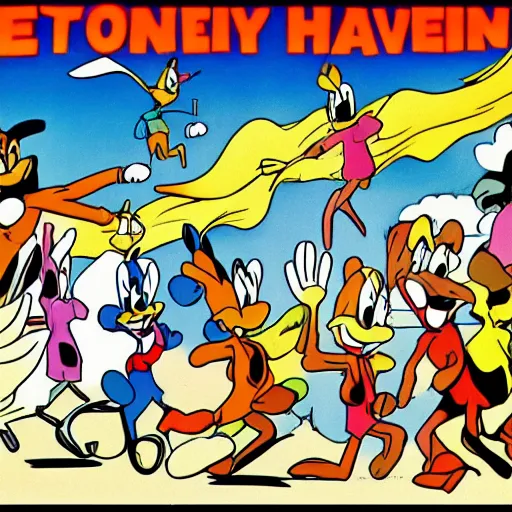 Prompt: Looney tunes going to heaven