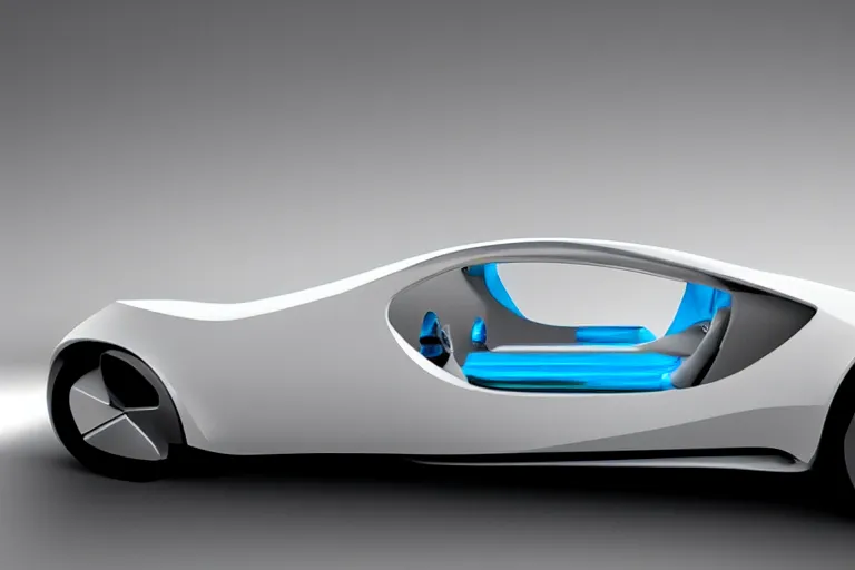 Prompt: A futuristic car designed by Apple Inc., iPhone design, Apple Inc design, studio photo, 3d concept