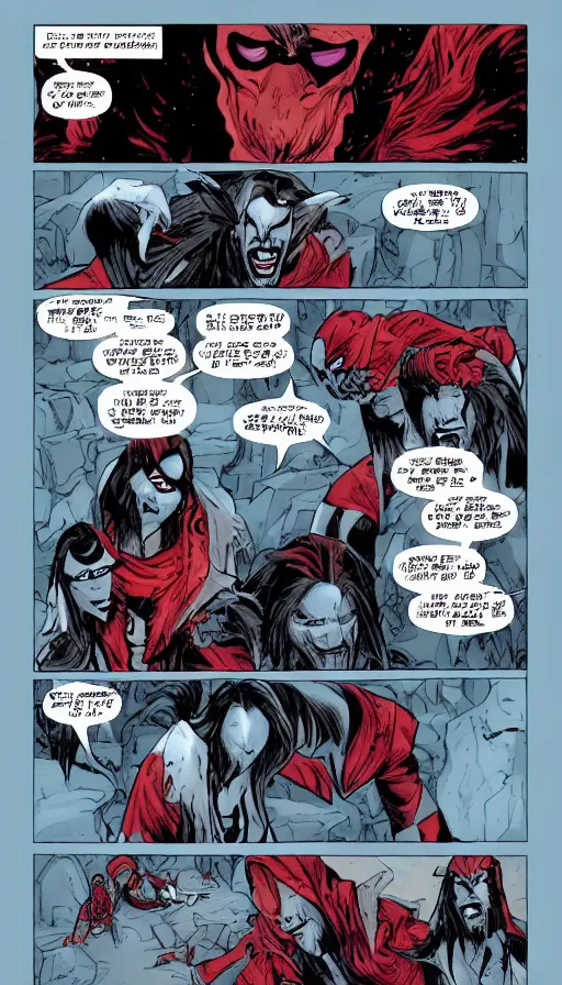 Prompt: morbius, comic page