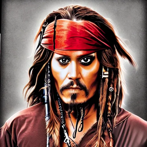 Prompt: Jim Carrey as Jack Sparrow, digital art